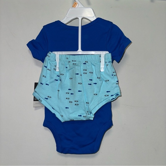 Baby Boy okie dokie Bodysuit &Shorts 2 piece outfit 12M Blue Ocean Sea Submarine - Picture 3 of 8